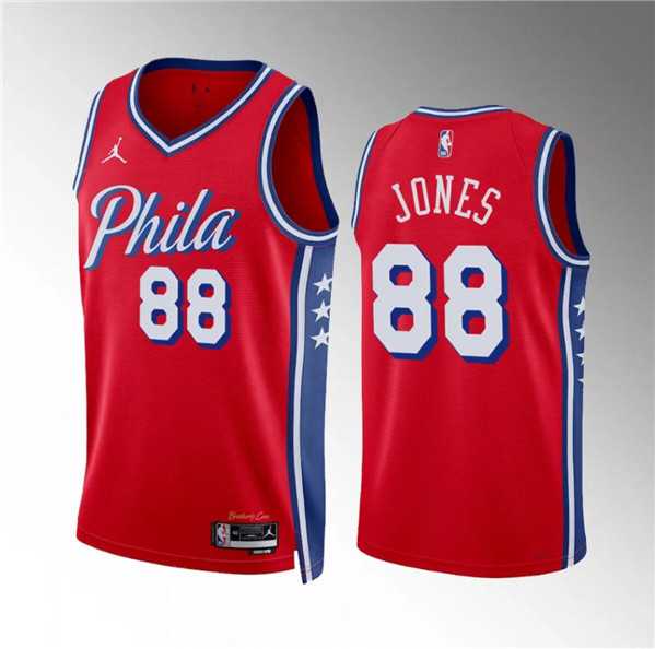 Mens Philadelphia 76ers #88 Kai Jones Red Statement Edition Stitched Jersey Dzhi